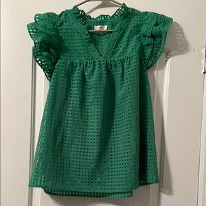 Green Eyelet Shirt